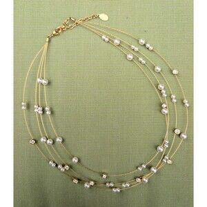 Vintage Nolan Miller Pearl Necklace, Layered Strand Necklace
